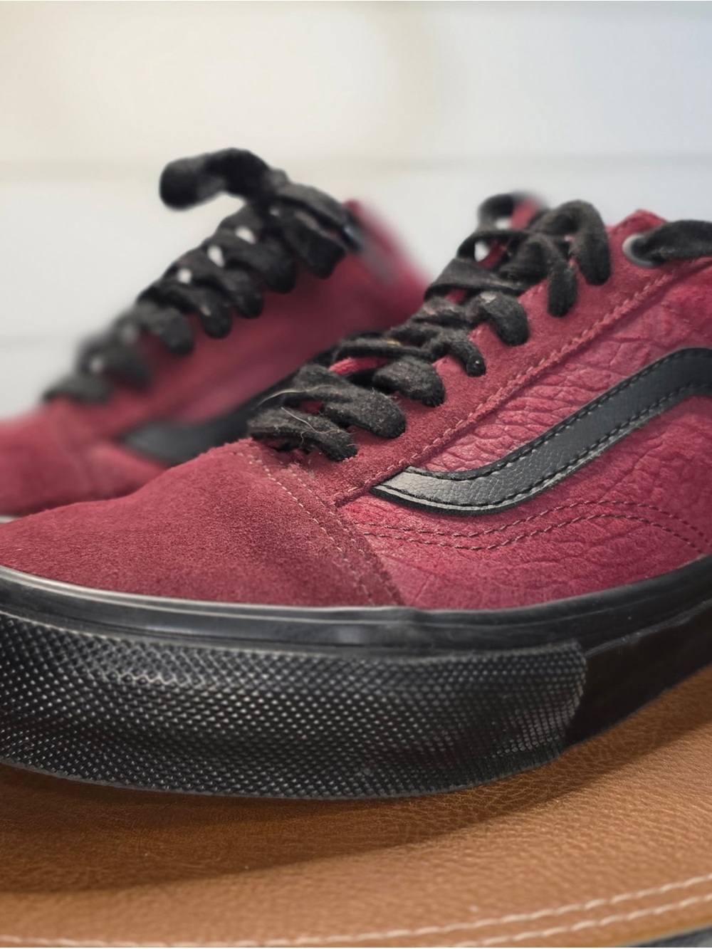 Vans Skate Old Skool Breana Geering Port Black Snakeskin Burgundy Mens Size 6.5